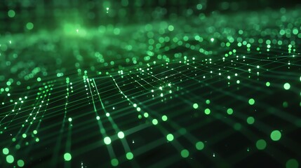 Fototapeta premium Abstract glowing green plexus background. Futuristic neural network concept. Artificial intelligence. 3D rendering.