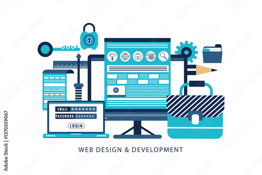 Poster web design and development concept