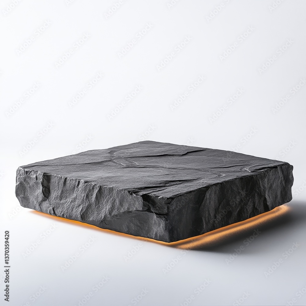 Poster Minimalist Stone Platform with Ambient Light for Product Display or Architectural Detail