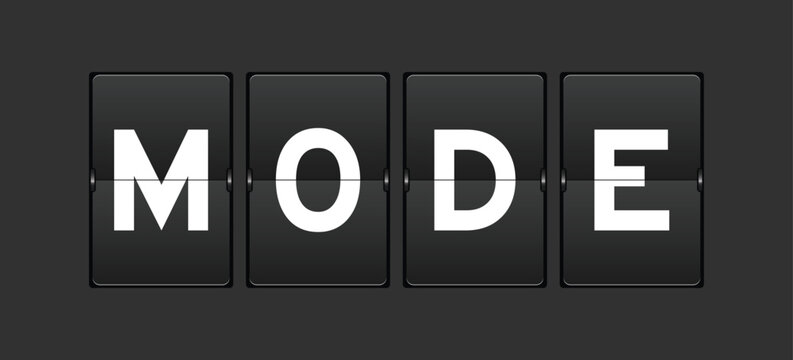 Black color analog flip board with word mode on gray background