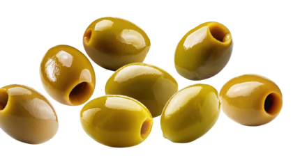 Falling pitted olive Isolated On PNG Transparent and White Background 