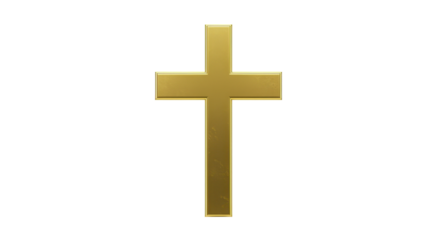 Isolated Golden Christian Cross
