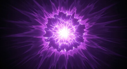 中心から紫色の電撃が放射状に広がるスタイリッシュな背景 - アニメやゲームの戦闘シーン、魔法の発動イメージに
