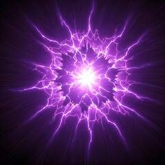 中心から紫色の電撃が放射状に広がるスタイリッシュな背景 - アニメやゲームの戦闘シーン、魔法の発動イメージに