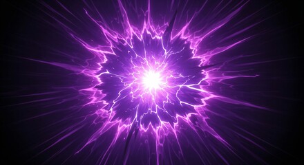 中心から紫色の電撃が放射状に広がるスタイリッシュな背景 - アニメやゲームの戦闘シーン、魔法の発動イメージに
