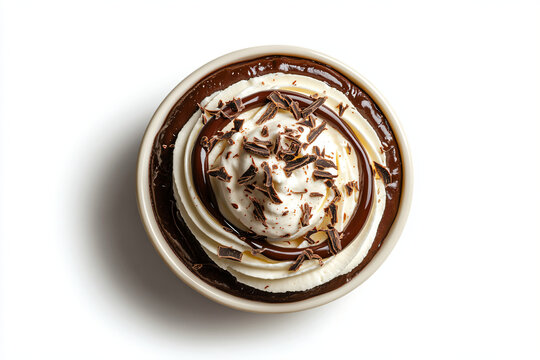 a cup of chocolate pudding topped with whipped cream