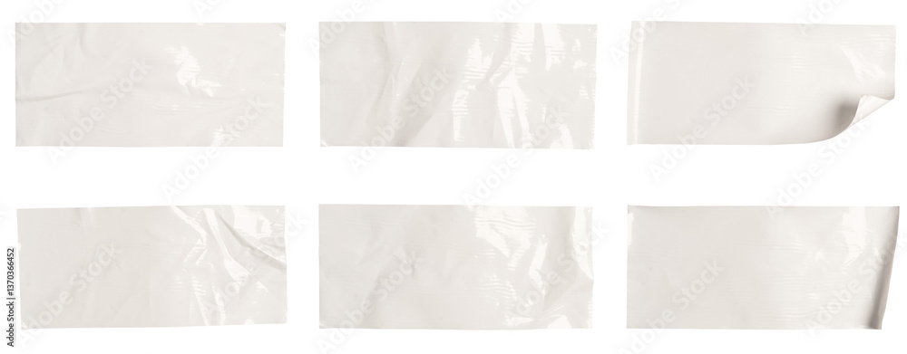 Fototapete set of paper sheets white stickers, copy space for text preview tags labels elements design, isolate