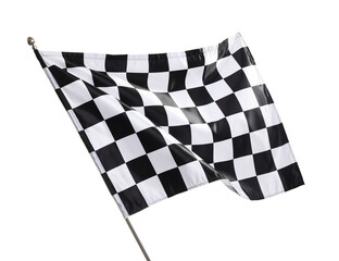 One racing checkered flag isolated on white