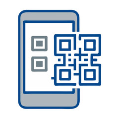 Mobile phone displaying QR code illustration  