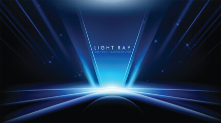 Futuristic abstract background with vibrant blue light ray speedline for backdrop of the technology award ceremony.