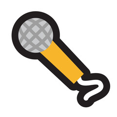 Black line icon set cute Event item mike