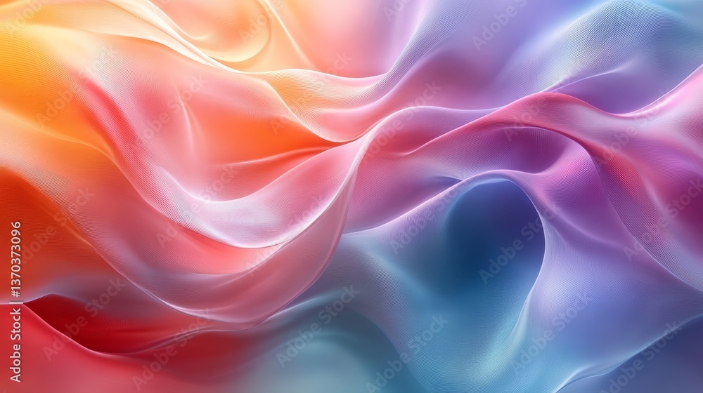 Aufkleber holographic abstract background featuring flowing wavy shapes in iridescent hues, with smooth transi
