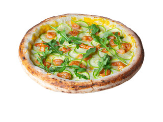 pizza with shrimp and zucchini
