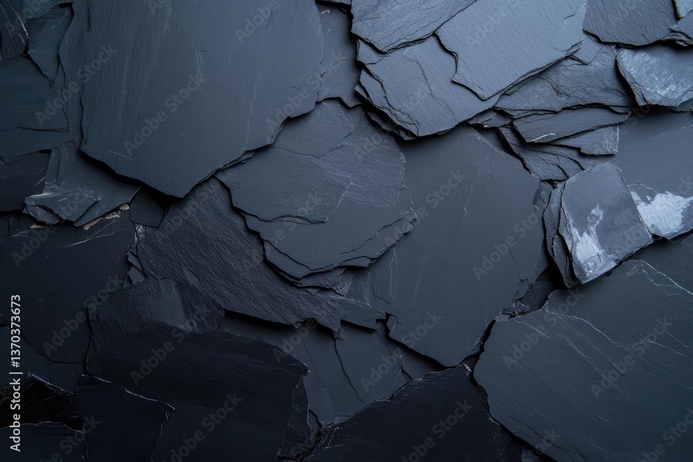 Aufkleber Abstract Black Fragmented Surface Texture Pattern Overhead View