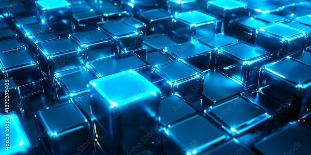 Aufkleber striking abstract representation of blockchain technology illuminated in brilliant blue