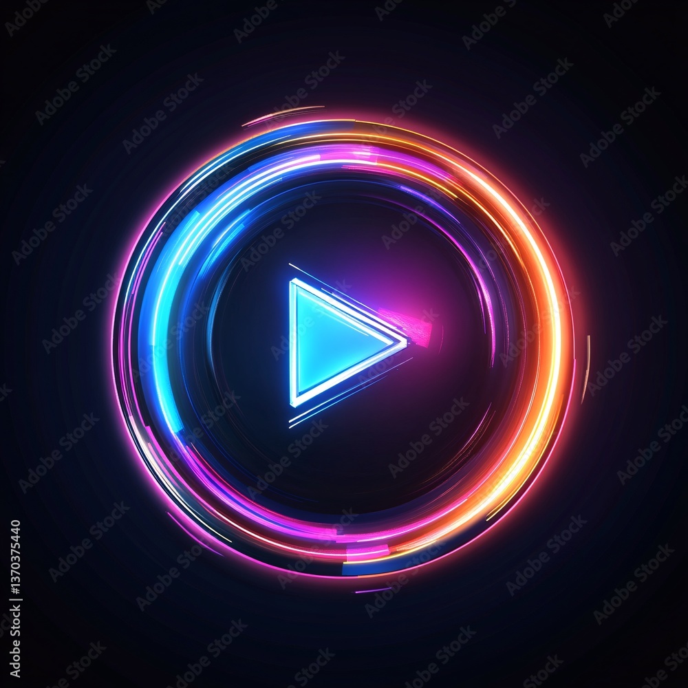 Aufkleber innovative glowing edges fast-forward button in abstract form