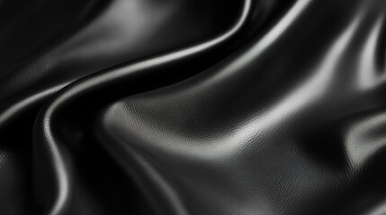 Fototapeta premium Close-up of black leather texture with intricate patterns, subtle highlights, and abstract depth