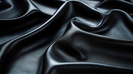 Fototapeta premium Close-up of black leather texture with intricate patterns, subtle highlights, and abstract depth