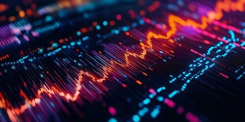 Fototapeta premium Abstract visualization of fluctuating stock market trends in vibrant colors