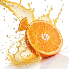 Juicy Orange Slice Splash in Dynamic Citrus Explosion