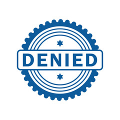 Obraz premium blue denied rubber stamp, flat education label minimalist design for digital and print projects Graphic Design Icons Making a Huge Impact on Visual Aesthetics