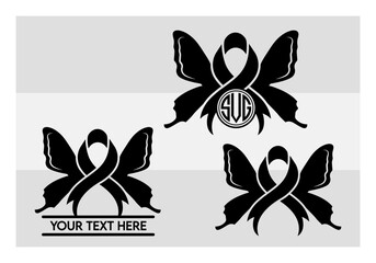 Cancer Ribbon Svg Silhouette, Cancer Ribbon Wings, Cancer Awareness, Breast cancer Svg, Pink Ribbon Svg Cut Files, Breast cancer clipart, 
Files for Cricut, Png Dxf Jpg Eps, Cancer Ribbon Svg Images, 