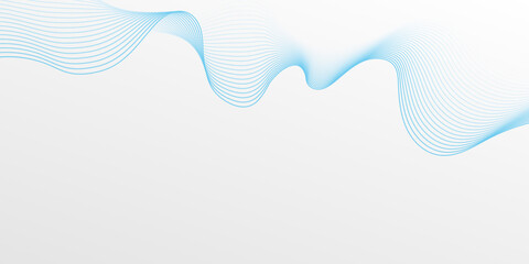 Abstract blue flowing lines wave on a light grey background. Dynamic smooth digital technology backdrop. Future smoke wavy line design for brochure, ads, website, banner, presentation