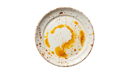 Dirty white Plate Oil and Smeared Sauce