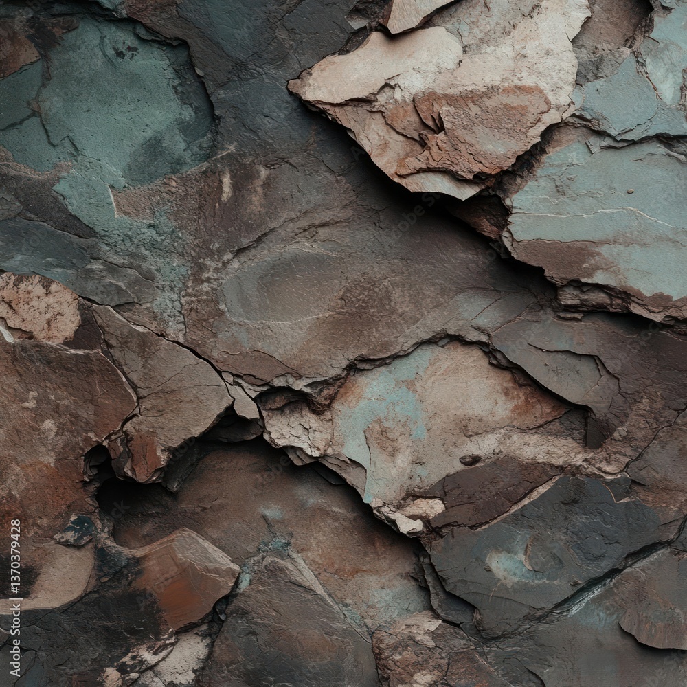 Poster abstract textured surface featuring irregular shapes and muted blue brown and gray hues
