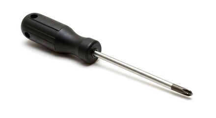 Phillips Head Screwdriver Tool with Black Handle on White Background