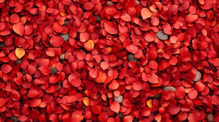 Red Autumn Leaves Ground Cover with Stones