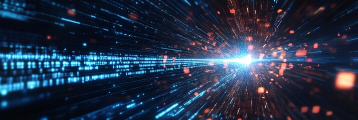 Obraz premium High-Speed Data Visualization with Futuristic Matrix Technology