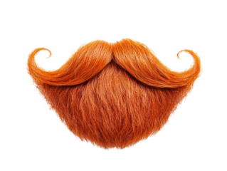 Creative orange mustache design for playful branding and decor on a transparent background, cut out