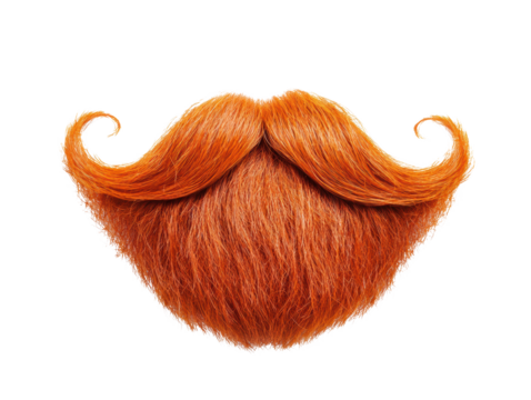 Creative orange mustache design for playful branding and decor on a transparent background, cut out