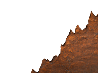 Rusty metal texture for vintage design accents and backgrounds on a transparent background, cut out