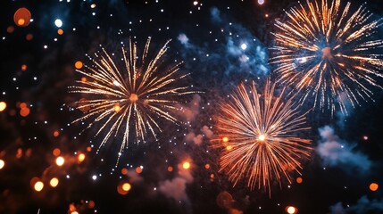 Naklejka premium Stunning nighttime fireworks display illuminating the dark sky