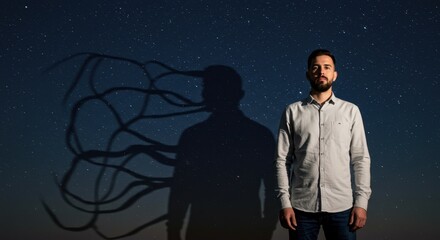 Obraz premium Night Sky Shadow Self Portrait Man Mysterious Figure