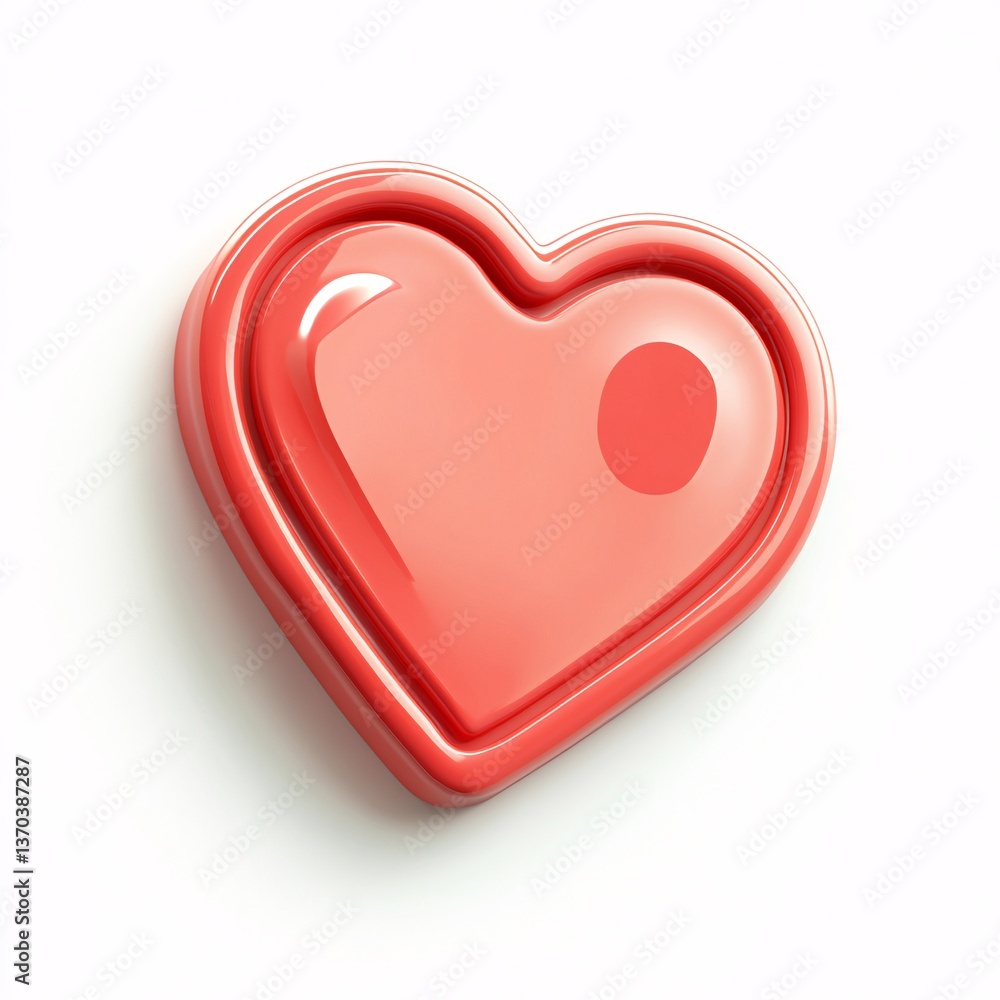 Poster stylish heart icon representing like button on bright backdrop