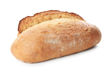 Whole loaf of freshly baked bread isolated on white