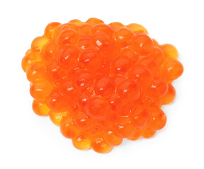 Pile of delicious red caviar isolated on white