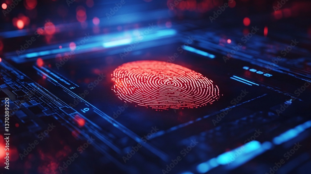Poster sleek design of a fingerprint scanner displaying biometric verification