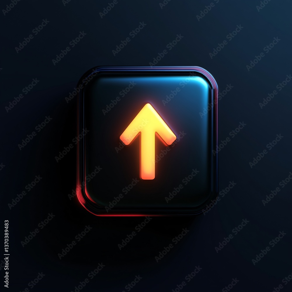 Poster sleek modern upload button featuring a vibrant glowing arrow icon