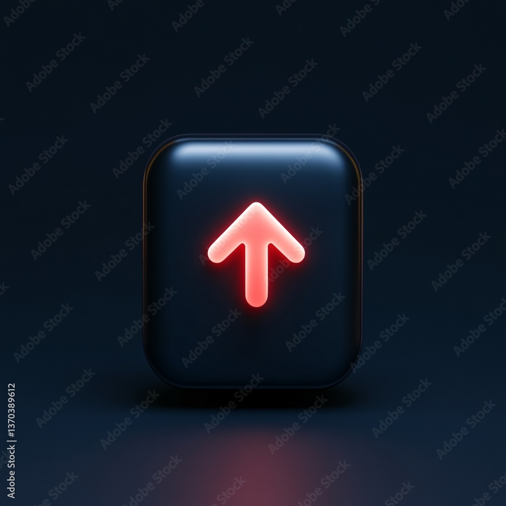Poster stylish upload button illustration with a radiant upward-facing arrow