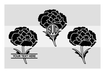 Carnation Svg, Carnation Silhouette, Carnation Flower svg, Floral, Cute Carnation, Carnation Vector, Carnation Outline, Carnation Monogram,