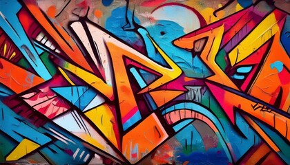 Fototapeta premium Colorful graffiti art on rough concrete surface