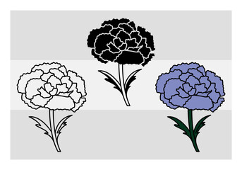 Carnation Svg, Carnation Silhouette, Carnation Flower svg, Floral, Cute Carnation, Carnation Vector, Carnation Outline, Carnation Monogram,