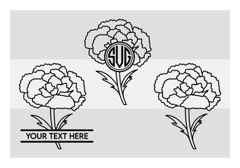 Carnation Svg, Carnation Silhouette, Carnation Flower svg, Floral, Cute Carnation, Carnation Vector, Carnation Outline, Carnation Monogram,