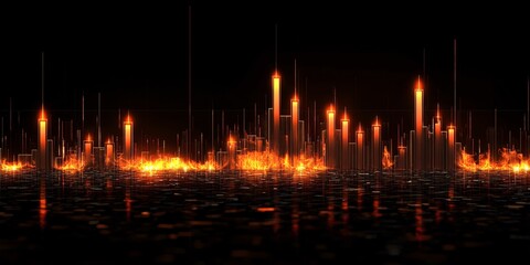 Naklejka premium Vibrant Financial Visualization with Luminous Candlestick Patterns