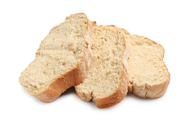Pieces of fresh bread isolated on white