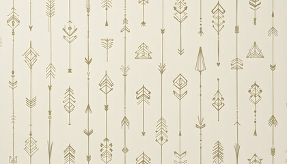 Golden Arrows Pattern Background Wallpaper Design Textile Fabric Decoration Style Modern Art Abstract Geometric Graphic